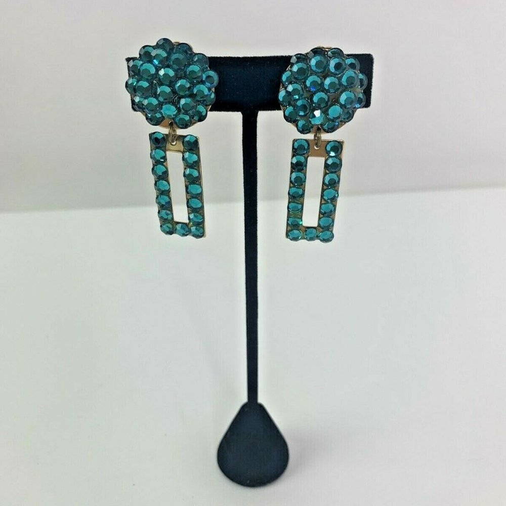 Michele Sugar Glitzy Bling Clip On Blue Earrings